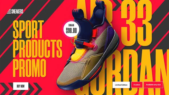 Videohive Sport Products Sale Promo. Sneakers Product Promo template preview
