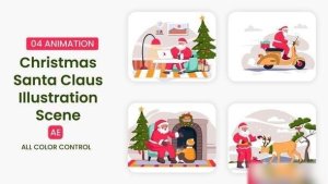 Videohive Christmas Santa Claus Illustration Scene Elements template preview