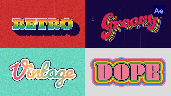 Videohive Retro Rainbow Vintage Titles Titles template preview