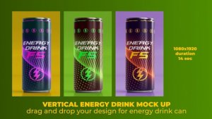 Videohive Vertical Energy Drink Mock Up Product Promo template preview