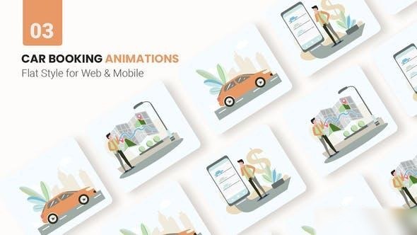Videohive Car Booking Animations - Flat Concept Openers template preview