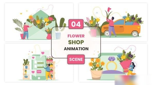 Videohive Flower Shop Animation Scene
