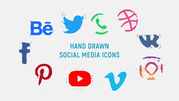 Videohive Hand Drawn Social Media Icons Logo Stings template preview