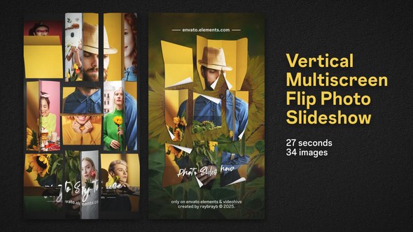 Videohive Vertical Multiscreen Flip Photo Slideshow Product Promo template preview
