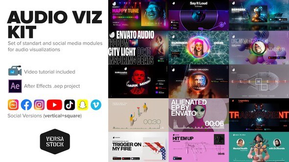 Videohive Audio Visualization Social Media Kit Video Displays template preview