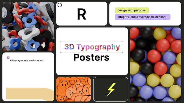 Videohive Typography Posters 3D Video Displays template preview