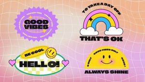 Videohive Neo Brutalism Y2K Groovy Retro Stickers Pack Titles template preview
