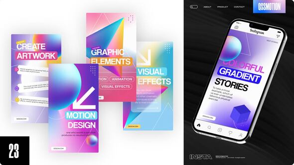 Videohive Colorful Gradient Instagram Stories Video Displays template preview