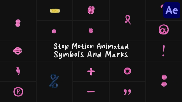 Videohive Stop Motion Animated Symbols And Marks | After Effects Elements template preview