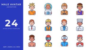Videohive Male Avatar Animated Icons | After Effects Elements template preview