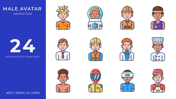 Videohive Male Avatar Animated Icons | After Effects Elements template preview