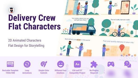 Videohive Diverse Delivery Crew - Animated Flat Characters Openers template preview