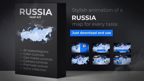 Videohive Russia Map - Russian Federation Map Kit Video Displays template preview