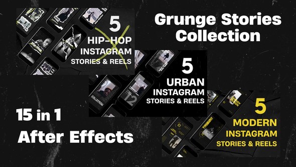 Videohive Grunge Instagram Stories and Reels Collection Openers template preview