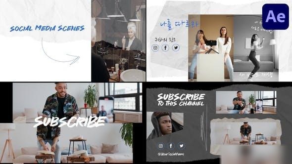 Videohive Torn Social Media Endscreens for After Effects Openers template preview