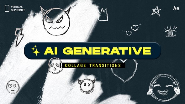 Videohive AI Generative Collage Transitions | Vertical | After Effects Elements template preview