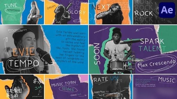 Videohive Music Torn Slides for After Effects Openers template preview
