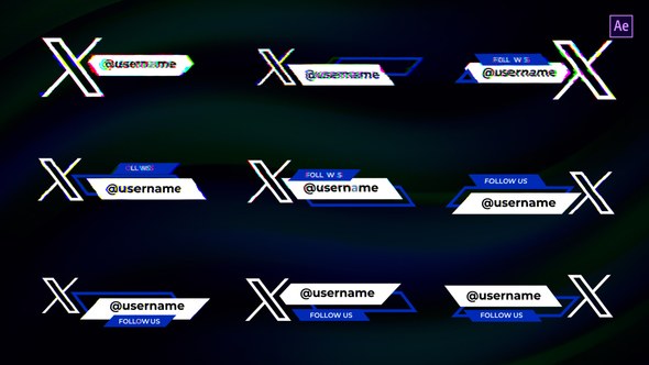 Videohive Twitter X Glitch Lower Thirds | After Effects Elements template preview