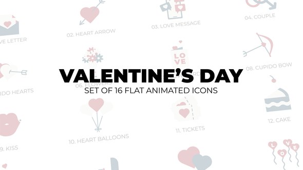 Videohive Valentine's day - Set of 16 Animation Icons Elements template preview
