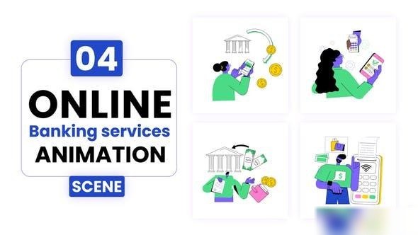 Videohive Online banking services illustration Animation Elements template preview