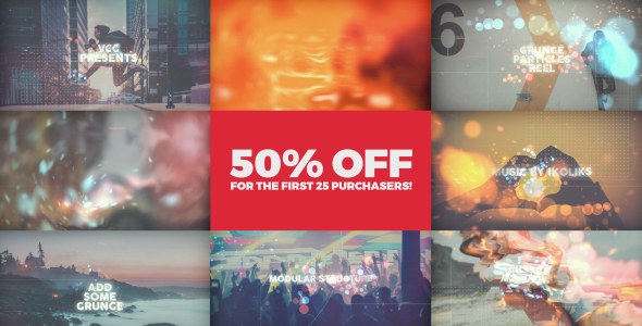 Videohive Grunge Particles Reel Openers template preview