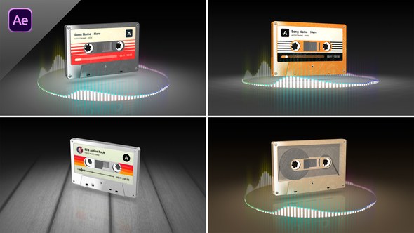 Videohive 3D Music Cassette with Audio Spectrum Visualizer Elements template preview