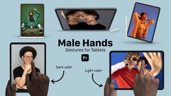 Tablet Male Hand Gestures for Premiere Pro Premiere Pro template preview