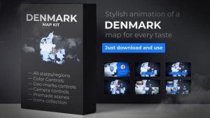 Videohive Denmark Map - Kingdom of Denmark Map Kit Video Displays template preview