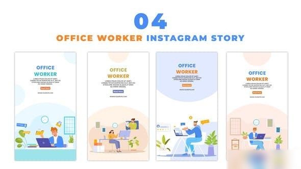 Videohive Office Employee Avatar Flat Graphic Instagram Story