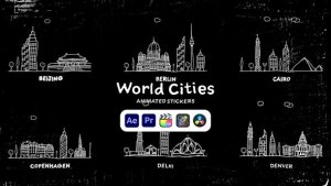 Videohive World Cities Animated Stickers Elements template preview