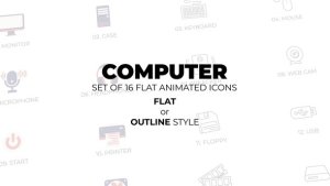 Videohive Computer - Set of 16 Animated Icons Flat or Outline style Elements template preview