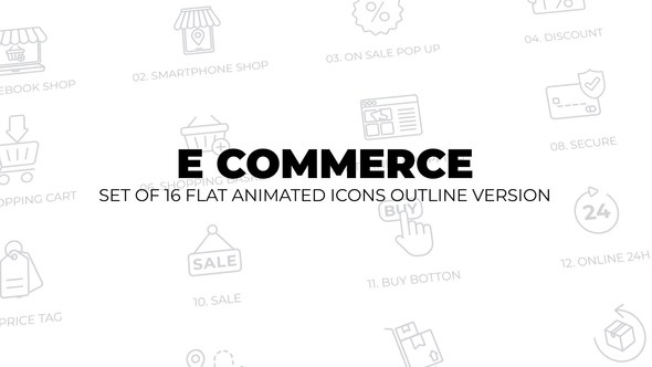 Videohive E commerce - Set of 16 Animated Line Icons Elements template preview