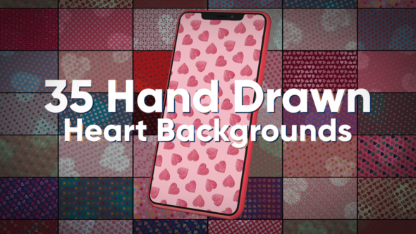 Videohive 35 Hand Drawn Heart Backgrounds Elements template preview