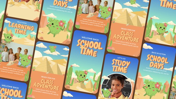 Videohive Cute Cactus Dessert Theme Education Story Elements template preview