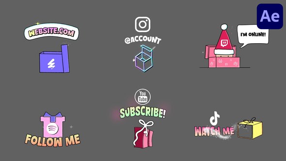 Videohive Christmas Giftbox Social Media Lower Thirds | After Effects Elements template preview
