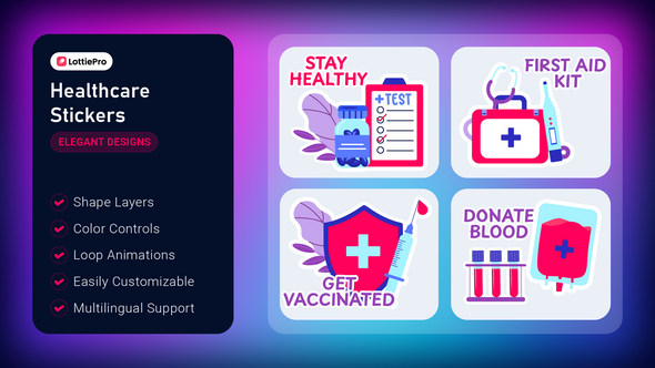 Videohive Healthcare Stickers Elements template preview