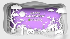 Videohive Paper Cut Halloween Wishes Openers template preview