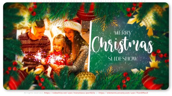 Videohive Video Congratulations Merry Christmas - Slideshow Video Displays template preview