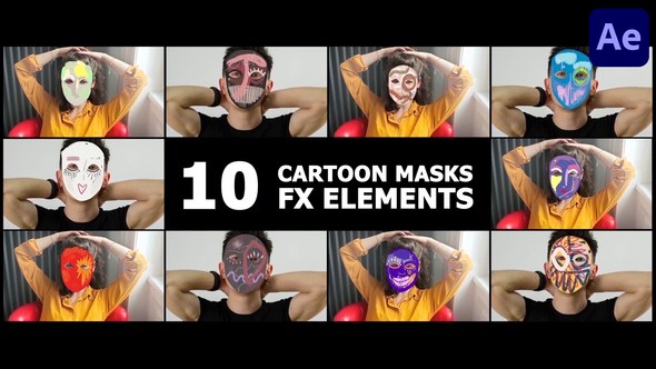 Videohive Cartoon Masks | After Effects Elements template preview