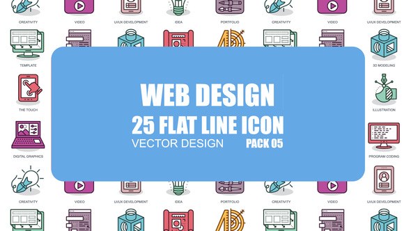 Web Design - Flat Animation Icons Video Displays template preview