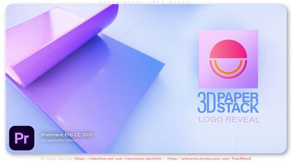 Paper Stack Logo Reveal Premiere Pro template preview