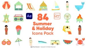 Videohive Summer & Holiday Icons Pack For After Effects Elements template preview