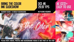 Videohive Bring the Color (4K Ink Slideshow) Video Displays template preview