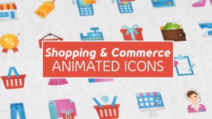 Shopping and Commerce Modern Flat Animated Icons Video Displays template preview