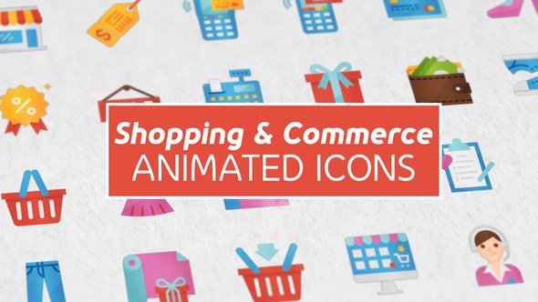 Shopping and Commerce Modern Flat Animated Icons Video Displays template preview