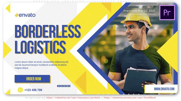 Borderless Logistics Corporate Presentation Premiere Pro template preview