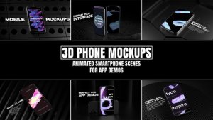 Videohive 3D Phone Mockups Animated Smartphone Scenes for App Demos Product Promo template preview
