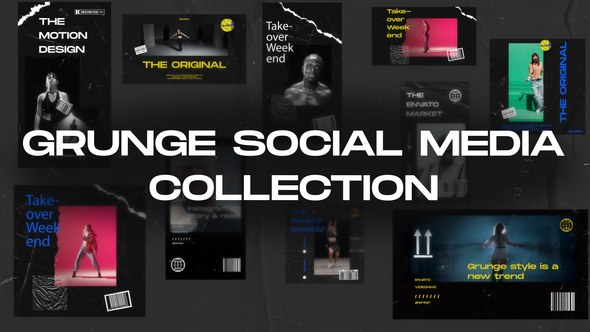 Videohive Grunge Social Media Collection Openers template preview