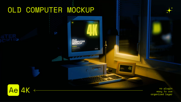 Videohive Old Computer Mockup Night Version Product Promo template preview