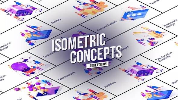 Isometric Concept - Lottie Edition Video Displays template preview